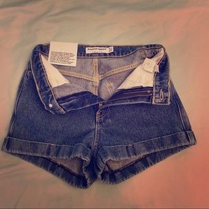 American Apparel Denim High-waist Cuff Short